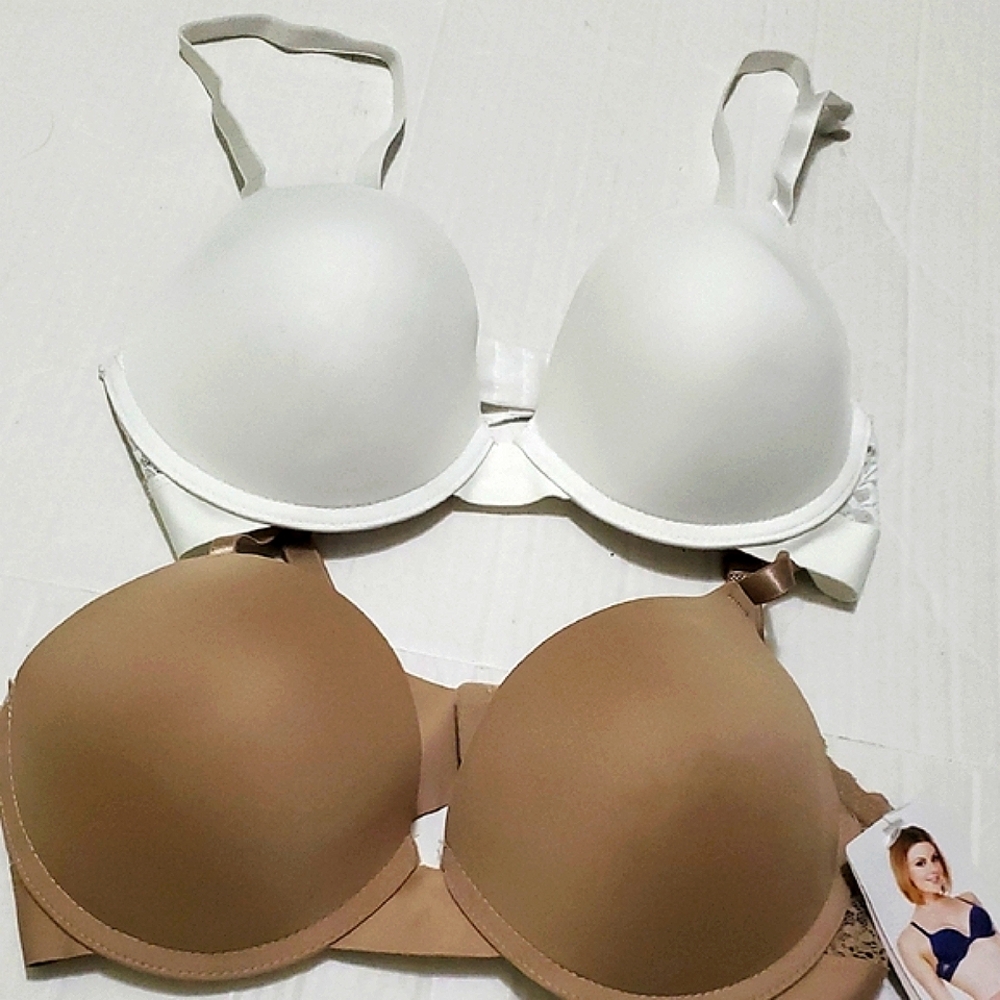 Prima Valentina Set of 2 White and Tan Soft Lace Bras 36B